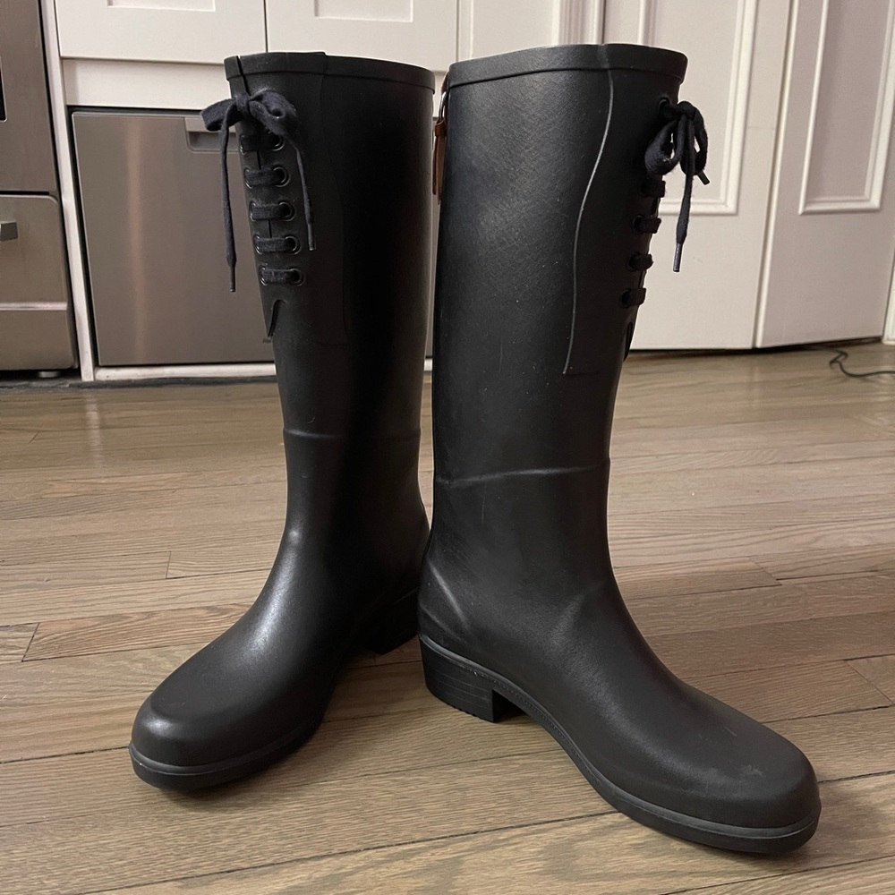 Agile Miss Juliette Lace Up Rain Boot Black